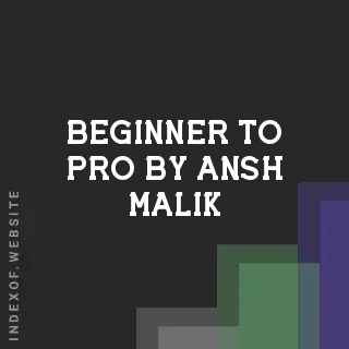 Beginner to Pro by Ansh Malik | Indexof