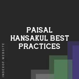 Paisal Hansakul Best Practices | Indexof