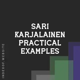 Sari Karjalainen Practical Examples | Indexof