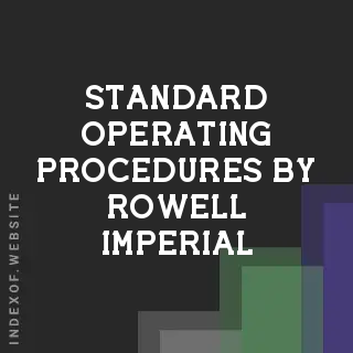 Standard Operating Procedures by Rowell Imperial | Indexof
